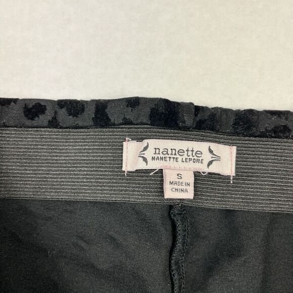Nanette Lepore Textured Skinny Ankle Pants Black Leopard Print Pull On SMALL - Picture 8 of 12